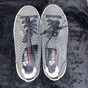 Bobs Memory Foam Women’s Size 8 Slip Ons. Black with white dots.